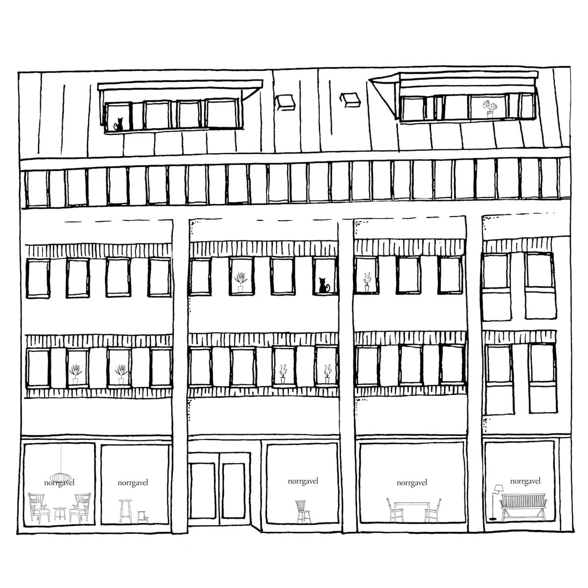 Illustrasjon av butikken i Göteborg