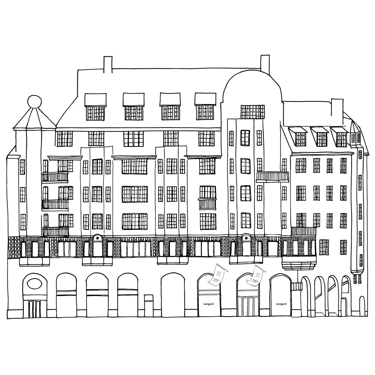 illustrasjon av butikken i Stockholm