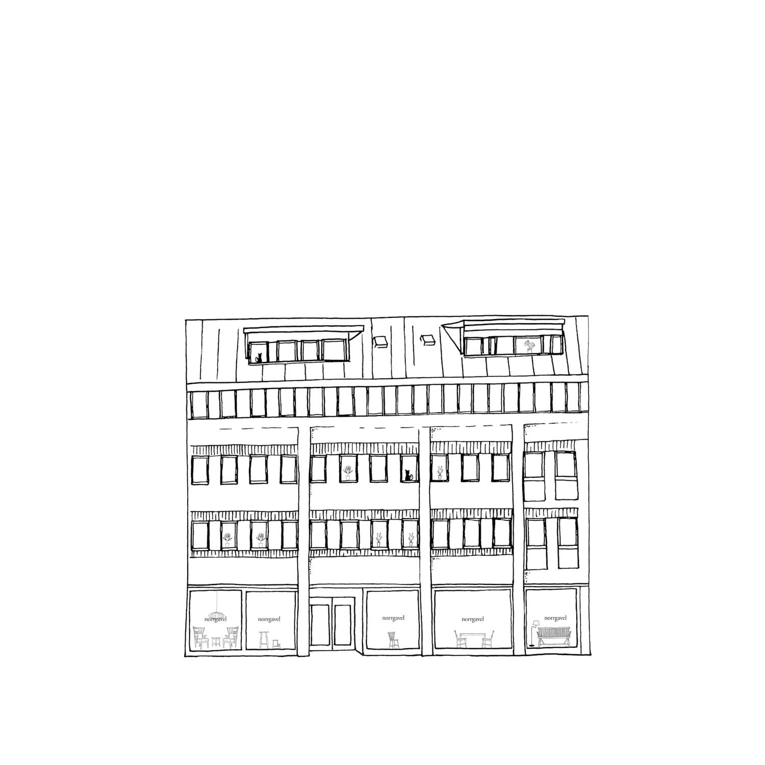 Illustration av butiken i Göteborg