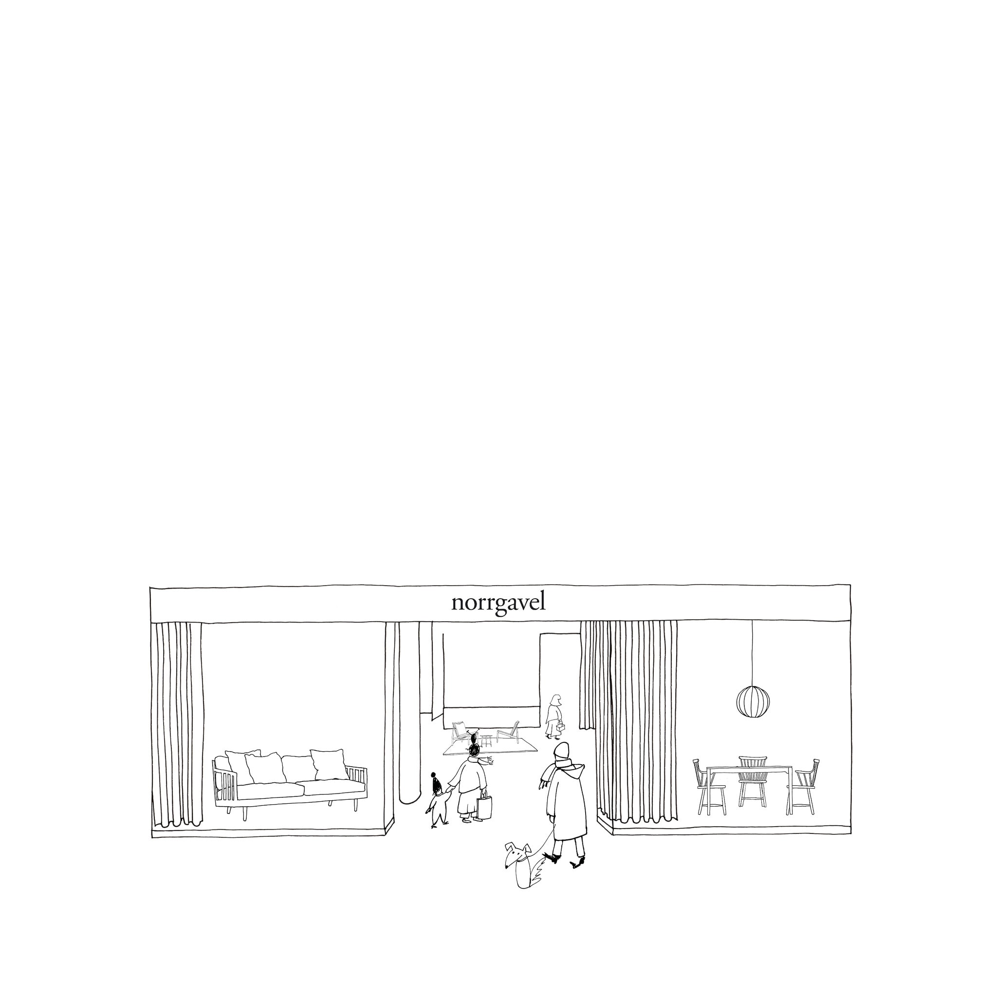 Illustration av butiken i Nacka