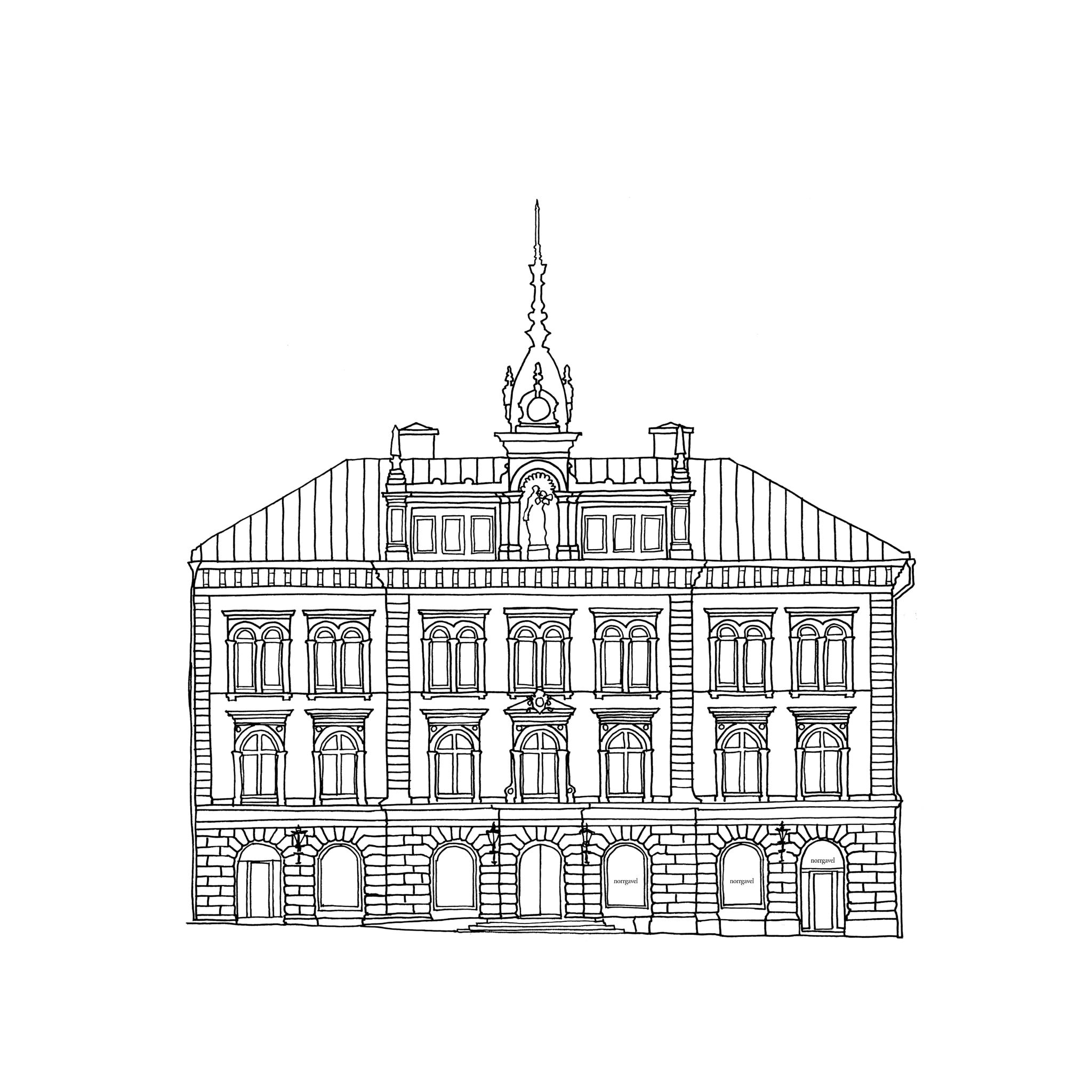 Illustration av butiken i Uppsala