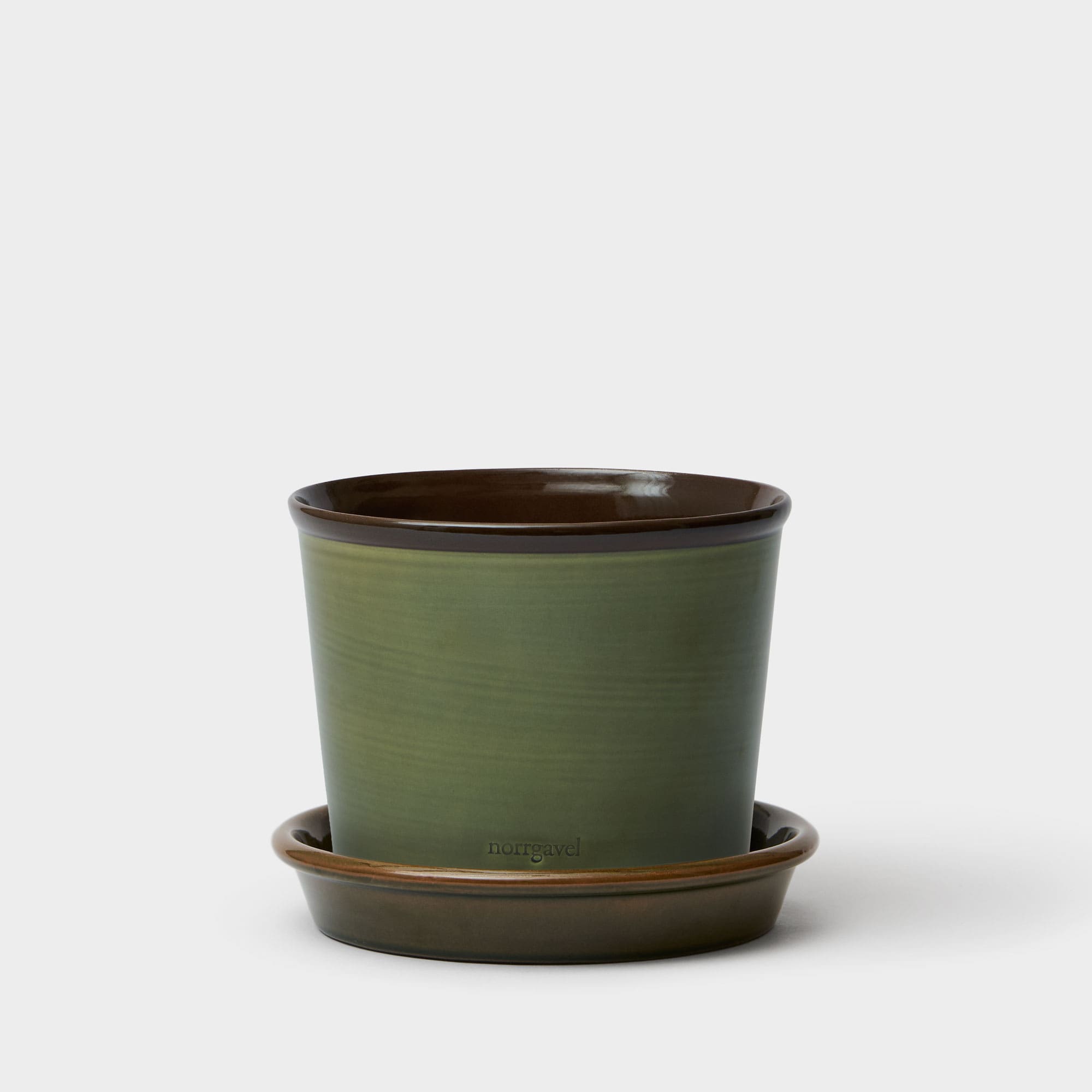 Potte med skål Oliven/Brun 17,5 cm